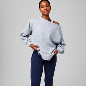 NWT Fabletics Cozy Fleece Oversized Sweatshirt Grey Heather XL